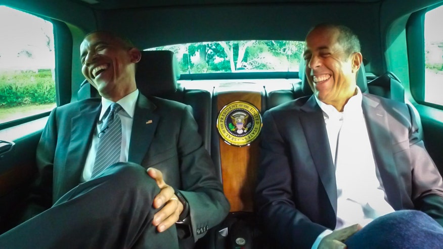 Obama Seinfeld comedians cars coffee ap .jpg